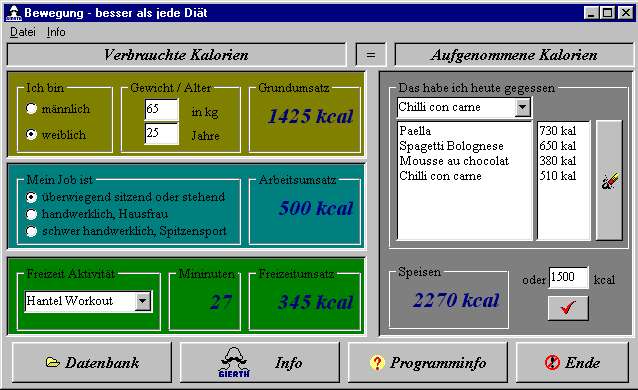 Software zur Kalorienberechnung